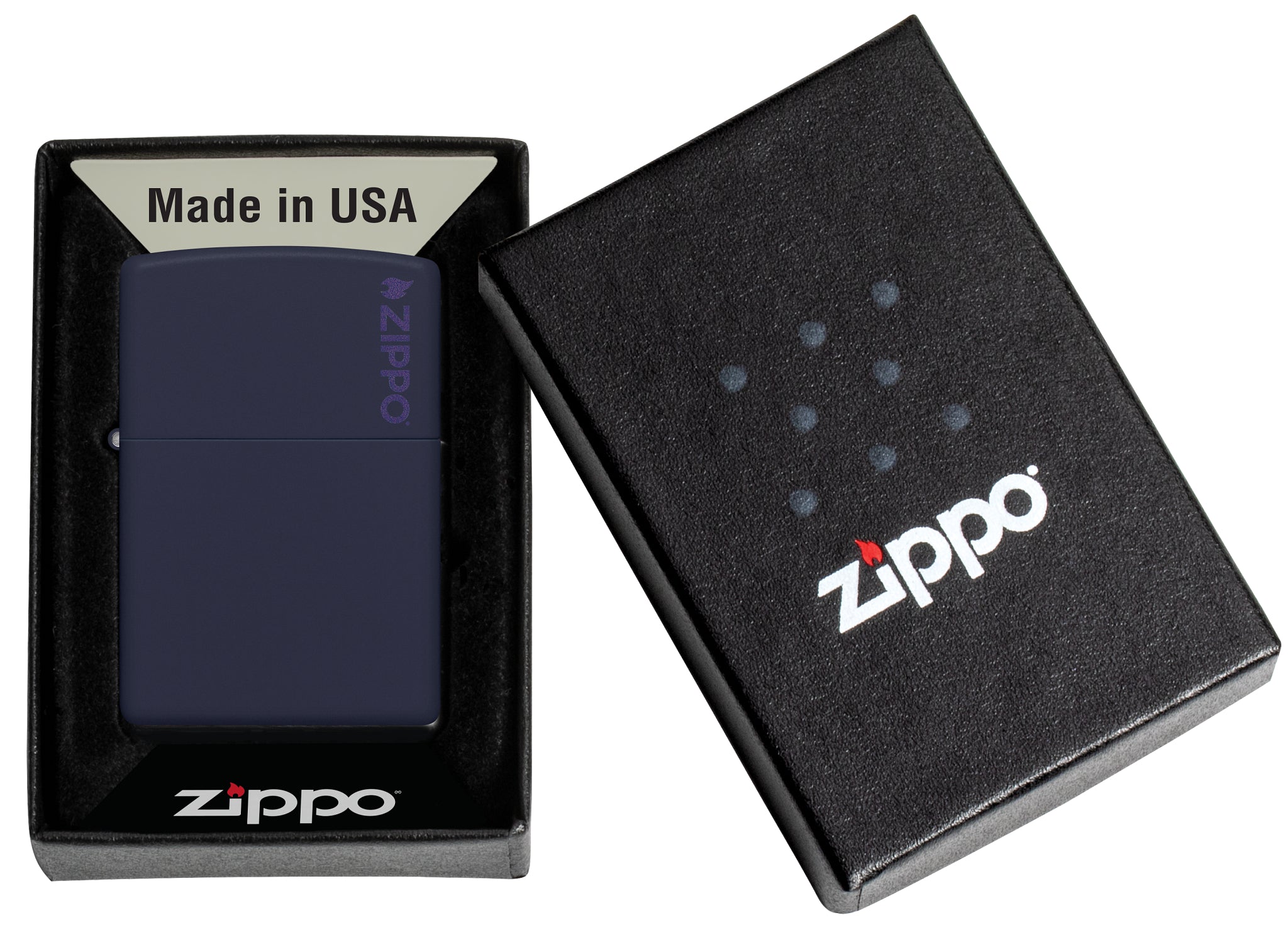 Encendedor Zippo clásico a prueba de viento con logotipo mate azul