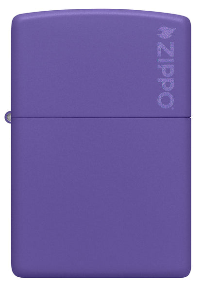 Front view of Classic Purple Matte Zippo Logo Windproof Lighter.