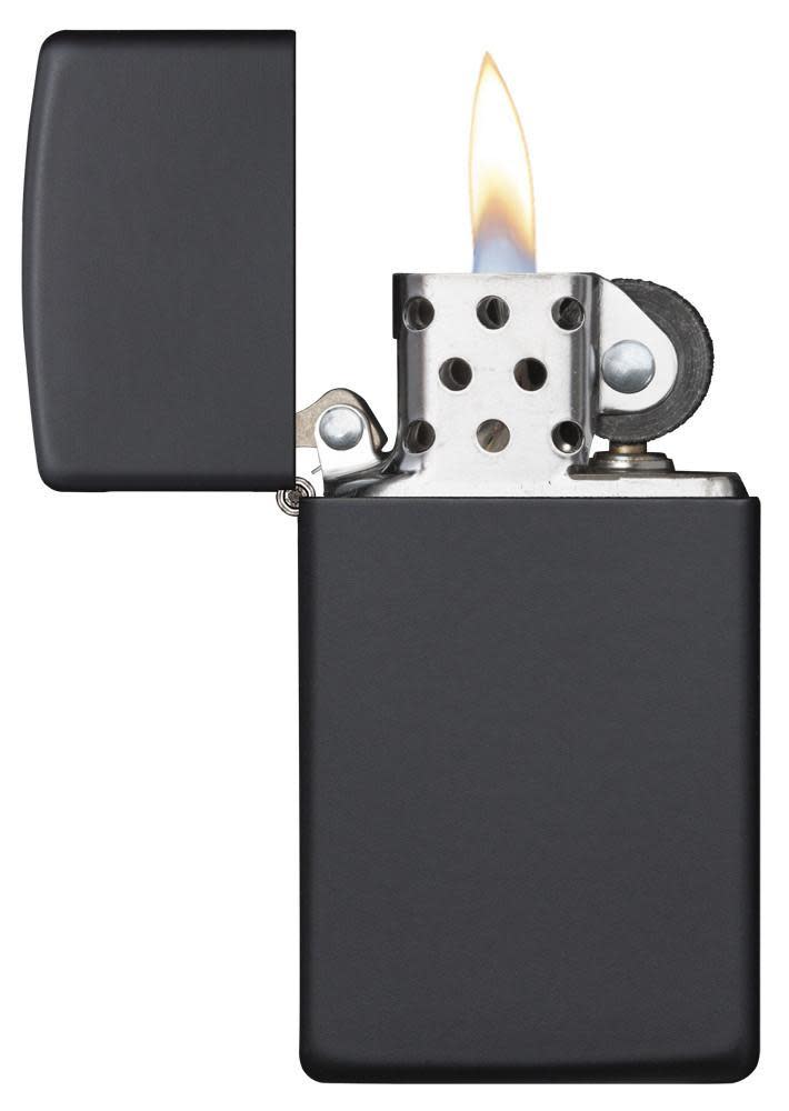 SlimÂ® Black Matte with its lid open and lit