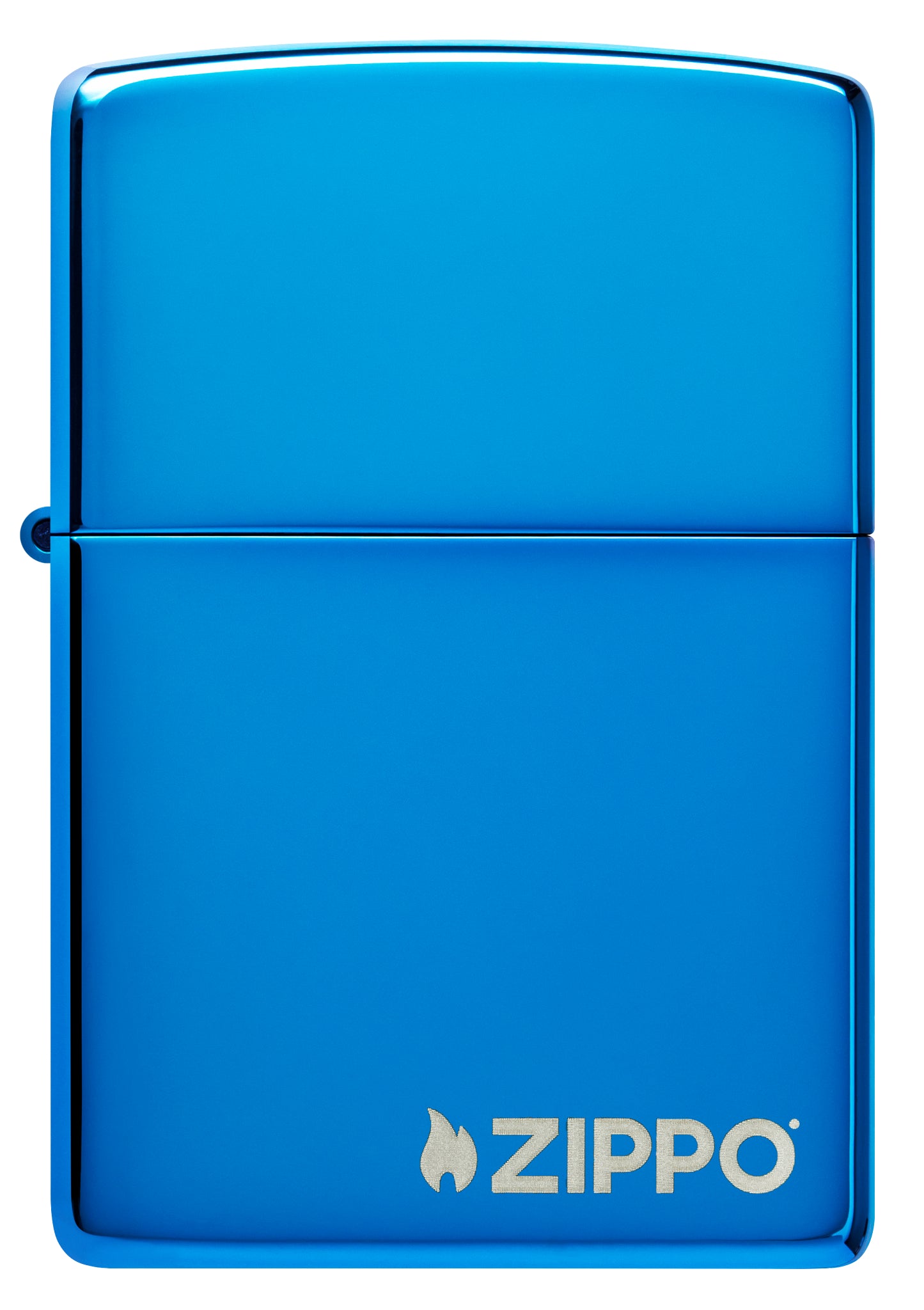 Front view of Classic High Polish Blue Zippo Logo Windproof Lighter.