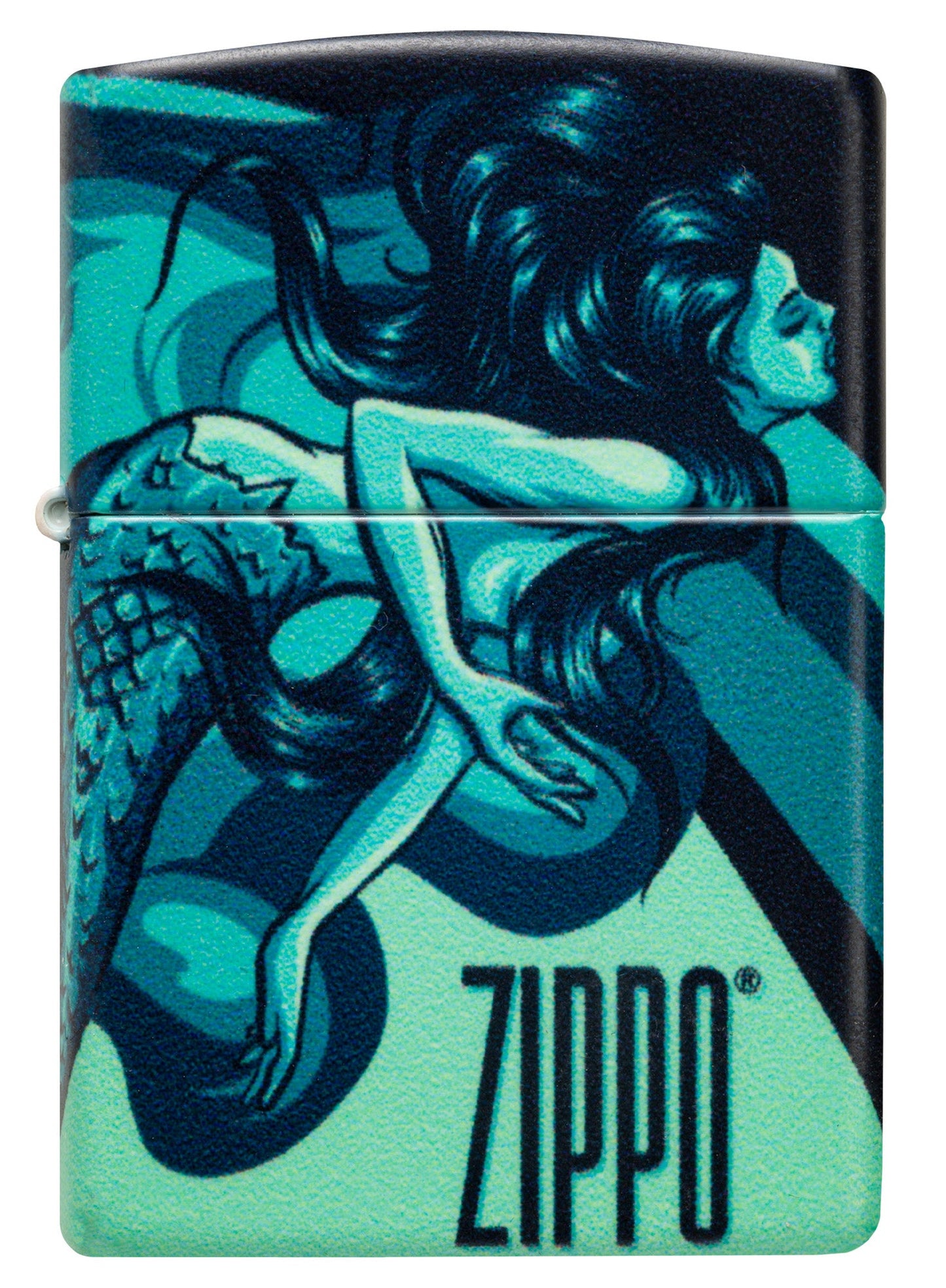 Front shot of Zippo Mermaid Design 540 Color Windproof Lighter.
