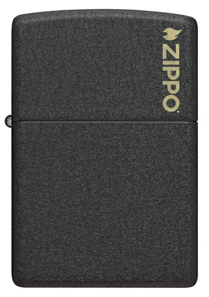 Front view of Zippo Classic Black CrackleÂ® Zippo Logo Windproof Lighter.