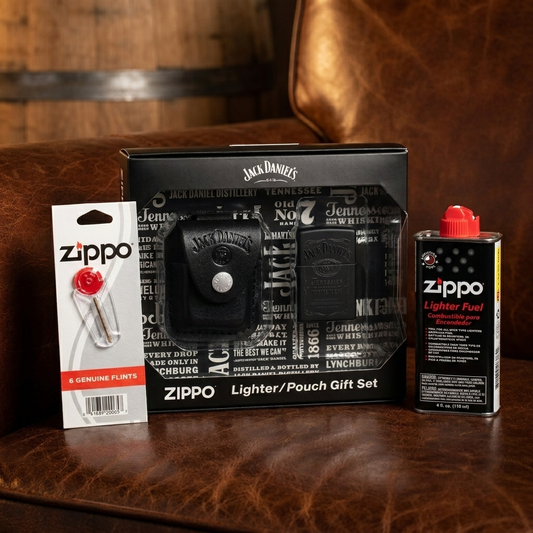 Kit Regalo Jack Daniel's x Zippo — Set JD + Combustible + Pedernales