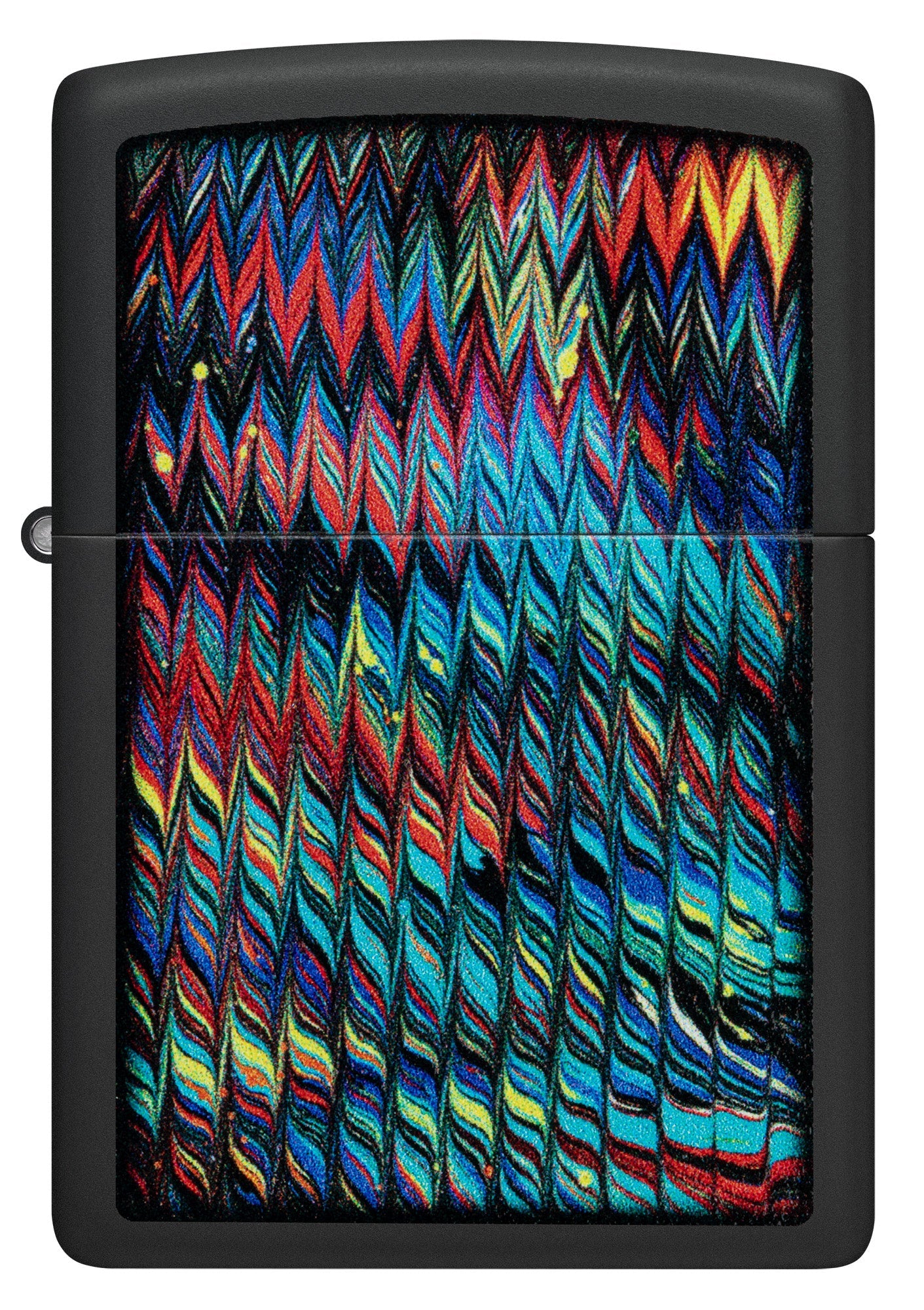 Front view of Zippo Paint Pour Design Black Matte Windproof Lighter.